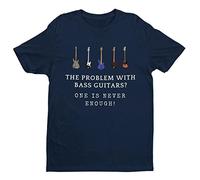 Galaxy Tees Mens The Problem with BASS Guitars ? ONE is Never Enough Funny T Shirt Bassist Player Short Sleeved Midnight Navy Blue 3XL