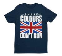 Galaxy Tees Men's These Colours Don’t Run T-Shirt - Distressed Union Jack Patriotic Tee Midnight Navy Blue / 2XL