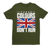 Galaxy Tees Men's These Colours Don’t Run T-Shirt - Distressed Union Jack Patriotic Tee Military Green/XL