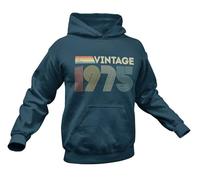 Galaxy Tees Men's Vintage 1975 Hoodie Retro 50th Birthday Gift Idea for 2025 Celebration Present Midnight Navy Blue/S