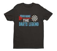 Galaxy Tees Personalised Darts Legend T-Shirt | Add a chosen name to The Darts Legend design; a personalised crew-neck tee for players and pub-league regulars.