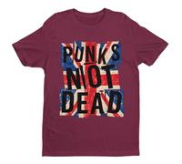 Galaxy Tees Punks Not Dead Punk Rock Union Jack Tee | Distressed Union Jack punk graphic, regular unisex fit, 180gsm cotton, eight colours and inclusive sizes S to 6XL
