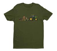 Galaxy Tees Tractor Evolution T-Shirt | Tractor evolution artwork charts the rise from ape to farmer and machine; a crew-neck tee for farmers and tractor fans.