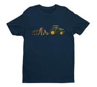 Galaxy Tees Tractor Evolution T-Shirt | Tractor evolution artwork charts the rise from ape to farmer and machine; a crew-neck tee for farmers and tractor fans.