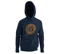 Galaxy Tees Unisex Bitcoin Crypto Hoodie - Digital Currency Dripping Logo Sweatshirt Midnight Navy Blue/M