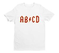 Galaxy Tees Unisex Kids AB-CD in Retro Rock Font T Shirt (UK, Age, 1 Year, 2 Years, Regular, White)