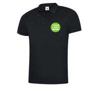Galaxy Tees Workwear Personalised Performance Polo Shirt with Your Company Logo Printed on Chest (UK, Alpha, M, Regular, Regular, Black)
