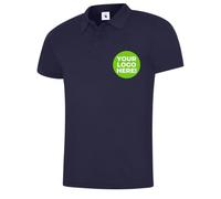 Galaxy Tees Workwear Personalised Performance Polo Shirt with Your Company Logo Printed on Chest (UK, Alpha, M, Regular, Regular, Navy Blue)
