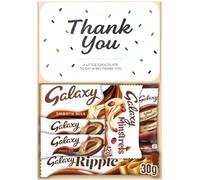 Galaxy Thank You Gift Chocolate Hamper Box with Galaxy Bars and Minstrels | Includes 100g Smooth Milk Sharing Block, Buttons Pouch and Hot Chocolate Sachet, Thank You Treat Box for Staff or Teacher
