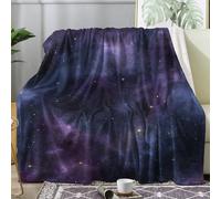 Galaxy Throw Blanket Single Size, Purple Fleece Blanket for Bed Sofa Couch, Soft Cozy Flannel, 130x150 cm, Decor & Gifts (S274)