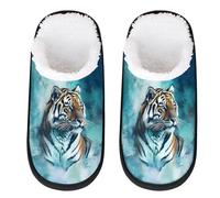 Galaxy Tiger Pattern Slipper for Women Men Travel Slippers Foldable Indoor Plush Lining Slip on House Slippers Memory Foam Warm Home Sock Shoes L