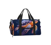 Galaxy Turtle Gym Bag for Men Women, Sea Animal Weekend Travel Duffle Bag with Shoe Compartment,Water-Resistant Sport Overnight Tote Dance Yoga Carry On Holdall