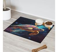 Galaxy Turtle Pet Feeding Mat for Cat Dog Water Bowl Food Mats Pet Feeding Mats Absorbent Nti-Slip Contain Spills Protects Floors Placemat 30.4 x 50.8 cm