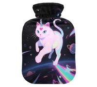Galaxy Unicorns Cat hot Water Bottles with Soft Cover, 2L Water Bag for Neck and Shoulder Pain Relief, Neck and Shoulder Pain Relief