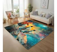 Galaxy Universe Penguin Rugs Living Room - 180x240cm Machine Washable Rug, Soft Short Pile Non-Slip Painted Animal Penguin Area Rugs for Bedroom Dining Room Office Non-Shedding Floor Carpet