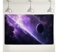 Galaxy Violet Space Backdrop, Cosmic Starry Night Photography Background, Indoor/Outdoor Party Decorations for Birthday, Halloween, Sci-Fi Theme 71x43 Inch