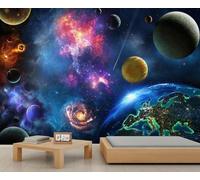 Galaxy Wallpaper Universe Planet Space Wall Murals Colorful Nebula Mural Space Theme Home Decor Solar System Starry Sky Wallpaper for Bedroom Living Room 365 x 254 cm