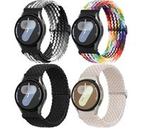 Galaxy Watch 7/6/5/4/FE Strap 40mm 44mm,Braided Band for Samsung Galaxy Watch 4/6 Classic Straps 47mm 43mm 46mm 42mm/5 pro 45mm Women/Men,One Click No Gap Stretchy Elastic Nylon Sport Loop,4 Pack