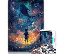Galaxy Whale Jigsaws Puzzles 1000 Pieces for Adults Gifts,Staycation Kill Time Every Piece Is Unique - Challenging Family Fun Game 50x75cm