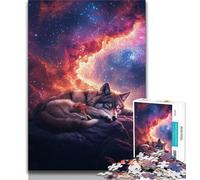 Galaxy Wolf 1000 Piece Jigsaw Puzzle for Adults Teens,Stress Reliever Difficult Challenge Unique Home Decor And Gifts (75x50cm)