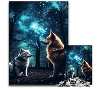Galaxy Wolf 1000 Piece Jigsaw Puzzles for Adults Wooden Puzzles Family Game Night Fun, DIY Decorative Artwork 50x75CM/19.68x29.52inch