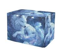 Galaxy Wolf Blue Dog Crate Cover Wind-Resistant Crate Cover with Mesh Windows, Reduces Barking X-Large