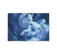 Galaxy Wolf Blue Stars Puzzles Jigsaw Puzzles Funny Puzzle for Adults Kids, Finished Size 29.5" x 19.7"