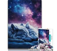 Galaxy Wolf Jigsaw Puzzles for Teenagers,Challenging Game Toys Every Piece Is Unique - Challenging Family Fun Game (38x26cm)