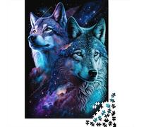 Galaxy Wolf Puzzle Unique Home Decor Paper Rectangular Jigsaw Puzzle for Adults Teen 1000pcs (38x26cm)