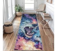 Galaxy Wolf Runner Rug 50 x 150 cm Long Washable, Universe Starry Sky Carpet Runners for Hallway Non Slip, Kitchen Entryway Hall Bedroom Decor, Soft Low Pile iJ&B321