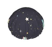 Galaxy.. Women Luxury Shower Cap, Double Protection Layers Elastic, Reusable Adjustable Shower Bonnet