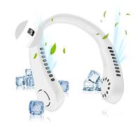 GALAXYER Neck Fan with Screen Display and 5 Speeds Levels, USB Rechargeable Bladeless Cooling Fan, Quiet Neck Cooler Personal Hanging Fan for Indoor Outdoor Travel Sports