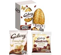 Galaxyy Easter Chocolate Gift Bundle | Galaxyy Smooth Milk Chocolate Easter Egg 162g + Minstrels Mini Eggs 80g + Galaxyy Creamy Truffle Mini Eggs 74g - Perfect for Easter 2026.