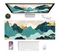 Galdas Gaming Mauspad XXL XL Große Mauspad Matte Lang Extended Mousepad Schreibtischunterlage Rutschfeste Gummi-Mäusepads Genähte Kanten Dünnes Pad (31.5x11.8x0.12 Zoll),Abstrakter Sonnenuntergang