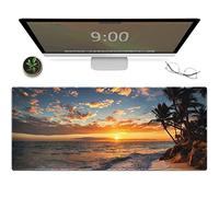 Galdas Gaming Mouse Pad XXL XL Large Mouse Pad Mat Long Extended Mousepad Desk Pad Non-Slip Rubber Mice Pads Stitched Edges Thin Pad (31.5x11.8x0.12 Inch)-Sunset Beach