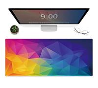 Galdas Gaming Mouse Pad XXL XL Large Mouse Pad Mat Long Extended Mousepad Desk Pad Non-Slip Rubber Mice Pads Stitched Edges Thin Pad (31.5x11.8x0.08 Inch)- Abstract Rainbow Background