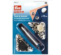 Galedi Pins Non-Sew Press Fasteners - Silver-Coloured Brass, Screw-On, Ø 15 mm