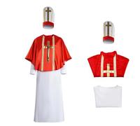 galeeup Pope Costume Men Adult Priest Pontiff Costume Red Papal Poncho White Robe Hat Catholic Cardinal Bishop Outfit, Red, S