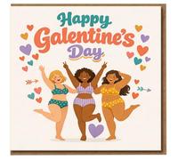 Galentine's Day Card for Best Friend - Happy Galentine's Day, Cute Friends Illustration, Fun Friendship Valentine's Card for Her, Bestie, Sister or Work Wife