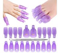 Galepromot 10Pcs Purple Gel Nail Polish Remover Clips Kit, with Double Ended Metal Cuticle Pusher