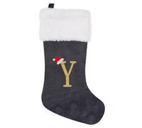 GALER 20 Inches Christmas Stocking, Personalised Christmas Stockings with Letters, Soft Initial Xmas Stocking Large Monogram Xmas Stockings Gold Name Gift for Holiday (Y)
