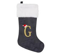 GALER 20 Inches Christmas Stocking, Personalised Christmas Stockings with Letters, Soft Initial Xmas Stocking Large Monogram Xmas Stockings Gold Name Gift for Holiday (G)