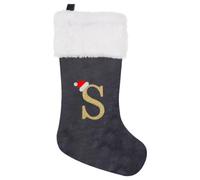 GALER 20 Inches Christmas Stocking, Personalised Christmas Stockings with Letters, Soft Initial Xmas Stocking Large Monogram Xmas Stockings Gold Name Gift for Holiday (S)