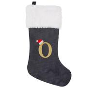 GALER 20 Inches Christmas Stocking, Personalised Christmas Stockings with Letters, Soft Initial Xmas Stocking Large Monogram Xmas Stockings Gold Name Gift for Holiday (O)