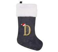 GALER 20 Inches Christmas Stocking, Personalised Christmas Stockings with Letters, Soft Initial Xmas Stocking Large Monogram Xmas Stockings Gold Name Gift for Holiday (D)