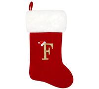 GALER 20 Inches Christmas Stocking, Personalised Christmas Stockings with Letters, Super Soft Initial Xmas Stocking Large Monogram Xmas Stockings Red Names Gift for Holiday (F)
