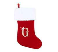 GALER 20 Inches Christmas Stocking, Personalised Christmas Stockings with Letters, Super Soft Initial Xmas Stocking Large Monogram Xmas Stockings Red Names Gift for Holiday (G)