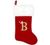 GALER 20 Inches Christmas Stocking, Personalised Christmas Stockings with Letters, Super Soft Initial Xmas Stocking Large Monogram Xmas Stockings Red Names Gift for Holiday (B)