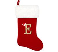 GALER 20 Inches Christmas Stocking, Personalised Christmas Stockings with Letters, Super Soft Initial Xmas Stocking Large Monogram Xmas Stockings Red Names Gift for Holiday (E)