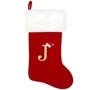 GALER 20 Inches Christmas Stocking, Personalised Christmas Stockings with Letters, Super Soft Initial Xmas Stocking Large Monogram Xmas Stockings Red Names Gift for Holiday (J)